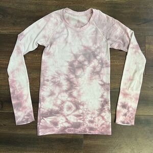 Lululemon Swiftly Tech Size 4 Long Sleeve 2.0 Shibori Stripe Pink Taupe Tie Dye